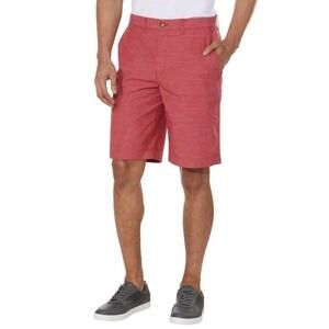 Tommy Hilfiger Classic Fit Flat Front Red‎ White Stripe Shorts Mens Sz 32 Casual